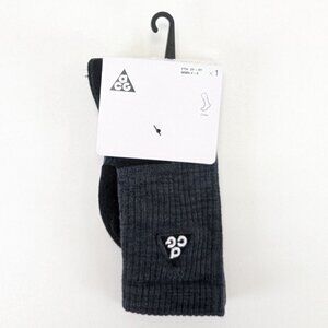 Nike ACG Ribbed Crew Socks Black Gray Size S Cotton Spandex Blend